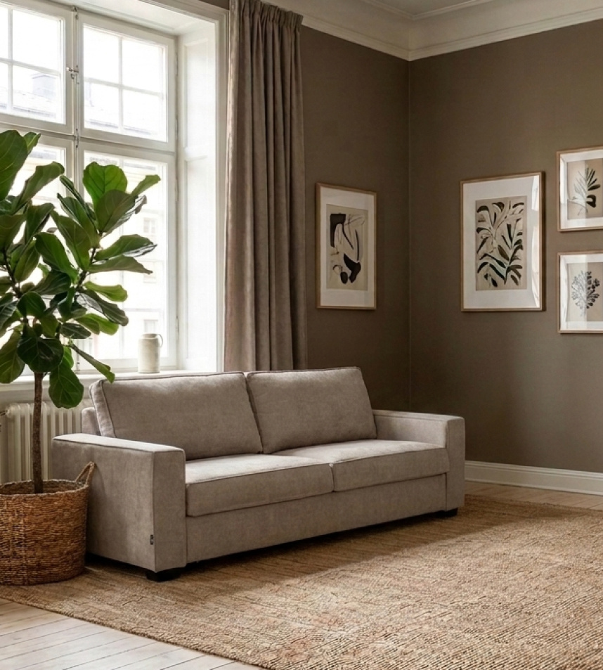 SELENA Bäddsoffa 2,5-sits Tyg Sense Beige
