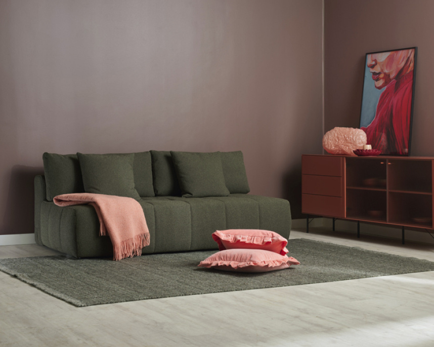 EDITH Bäddsoffa 3-sits Tyg Loop Grön