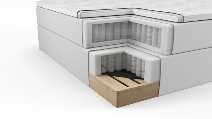 MOON 201 Kontinentalsäng 180x200 cm Medium/Fast inkl. bäddmadrass & ben. Gavel Nord. Tyg Toro Beige.