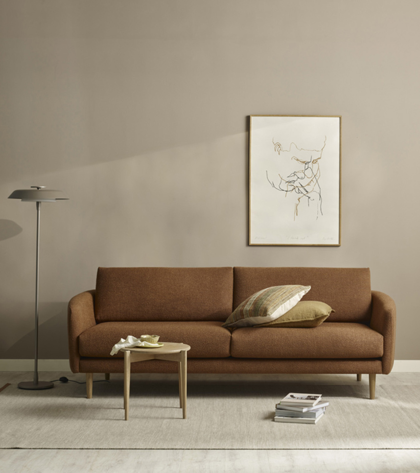 BILLIE Soffa 3-sits Tyg Heather Copper Brown. Fast klädsel.