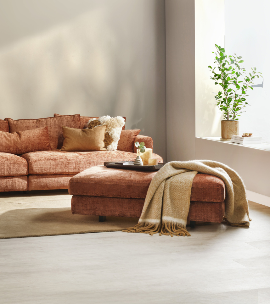 SCARLETT Fotpall Tyg Urban Rost