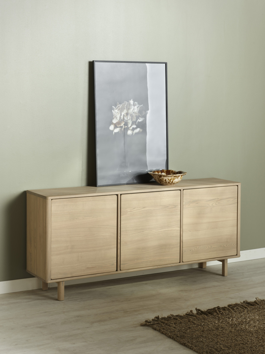 ELLA Sideboard Massiv Varmvitoljad ask