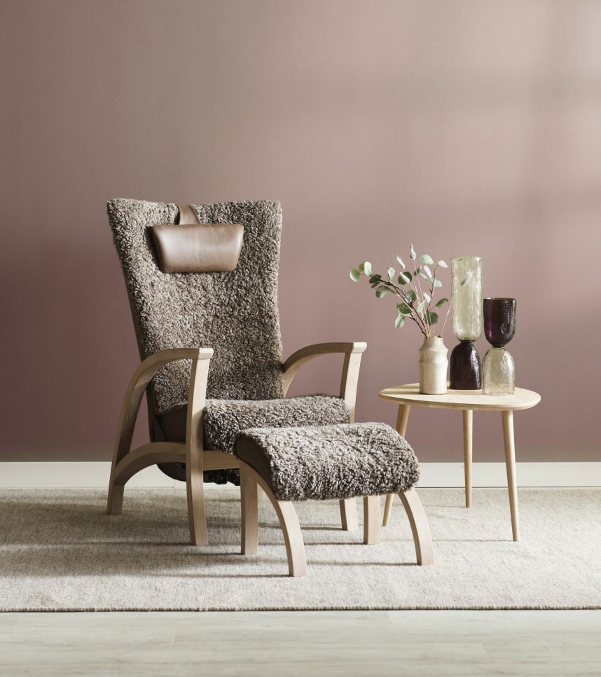 EKENÄS 2.0 Fåtölj inklusive pall Fårskinn Skandilock Drake