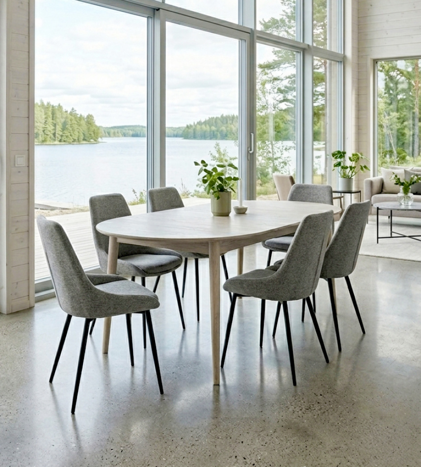 ALVIKEN Matbord Massiv ek Vitoljad