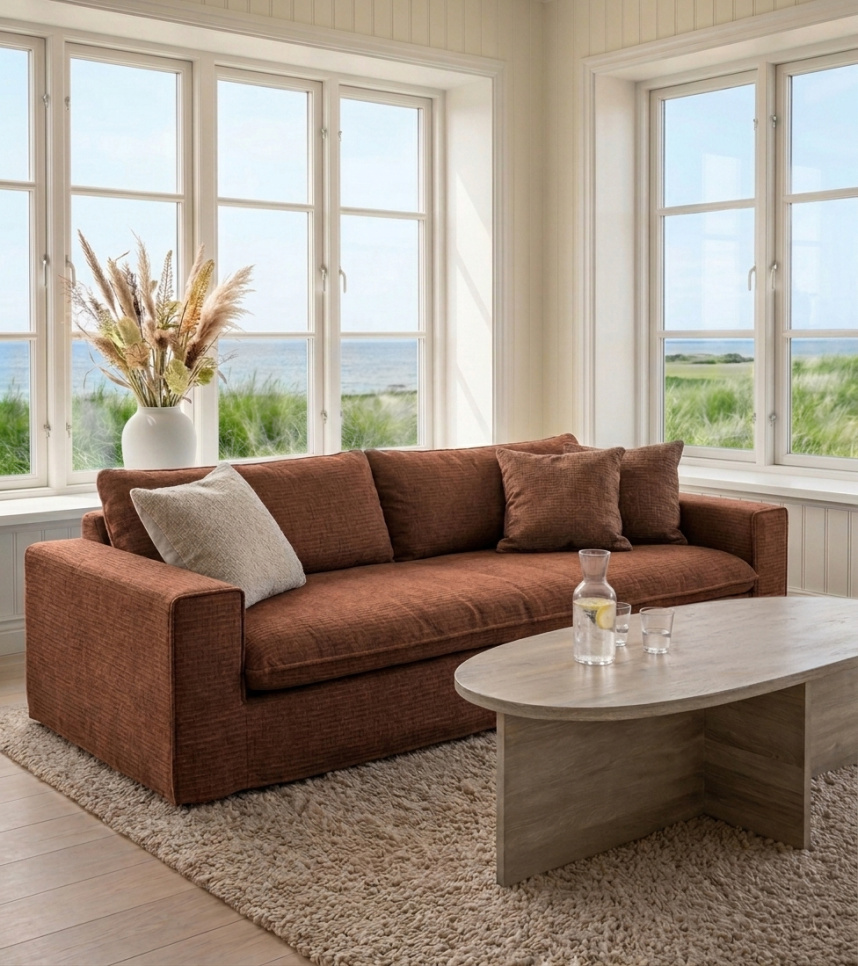 LEAH Soffa 3-sits Tyg Paradox Terracotta