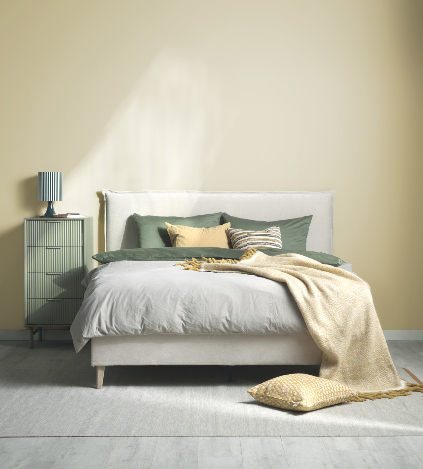 MOON 101 Kontinentalsäng 180x200 cm Medium/Fast inkl. bäddmadrass & ben. Gavel Slim. Tyg Savoy Beige