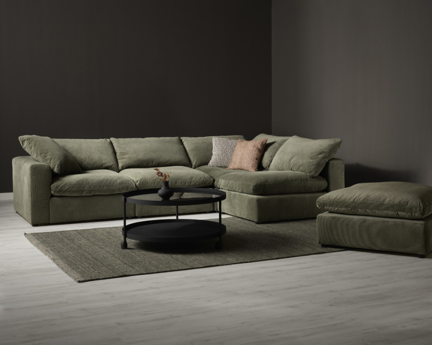 SKY Soffa 3-sits Tyg Wave Sand, inkl. pall