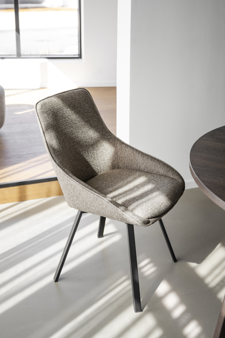 ALISON Stol Tyg Asgard Mörkbeige. Metall svart. Snurrfunktion