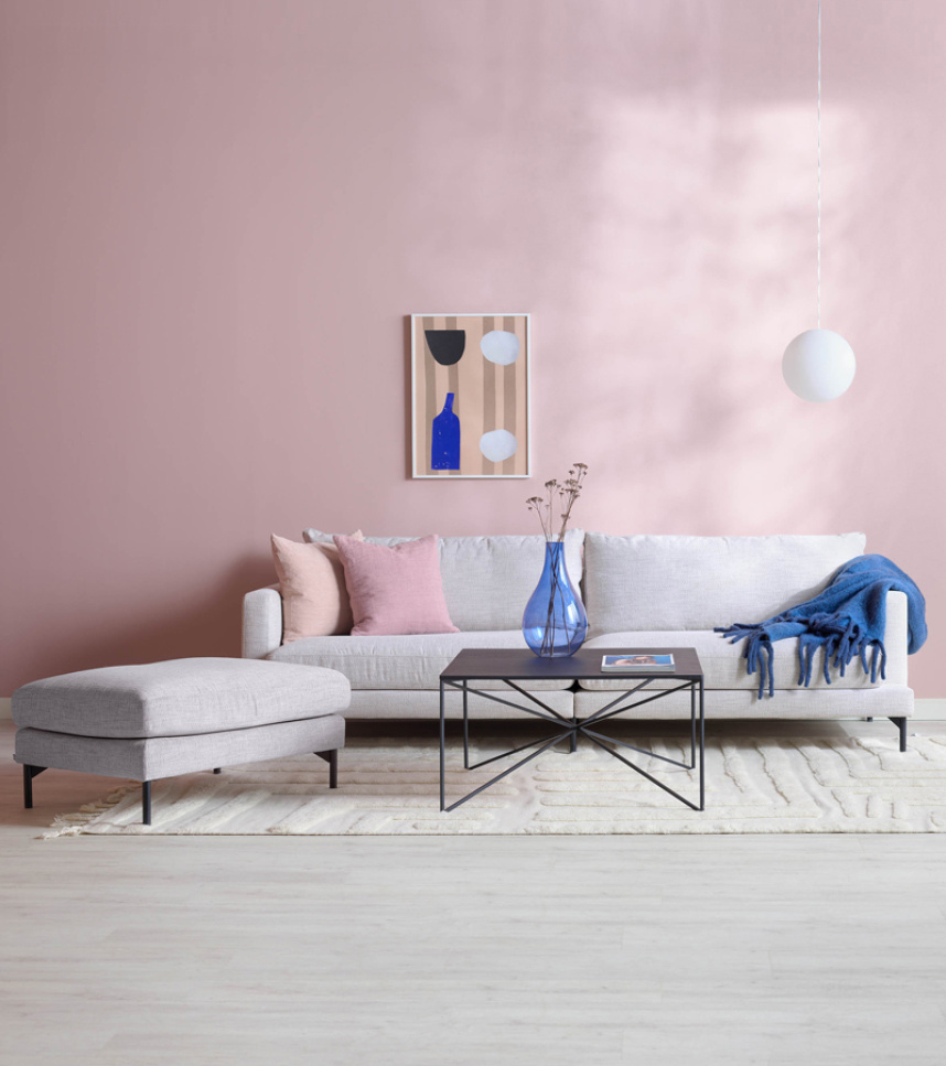 VILMA Soffa 3,5-sits Tyg Velly Ecru inkl. pall