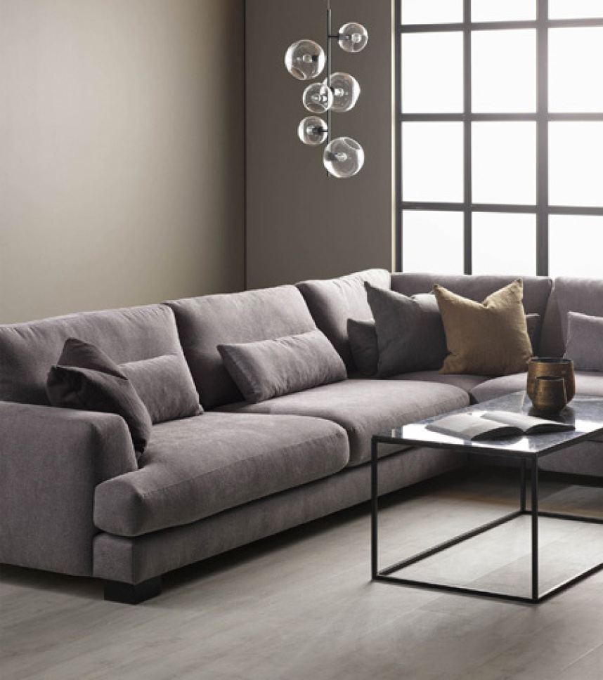 VOX Soffa med öppet avslut Tyg Bloq Grå, 4-delar vänster