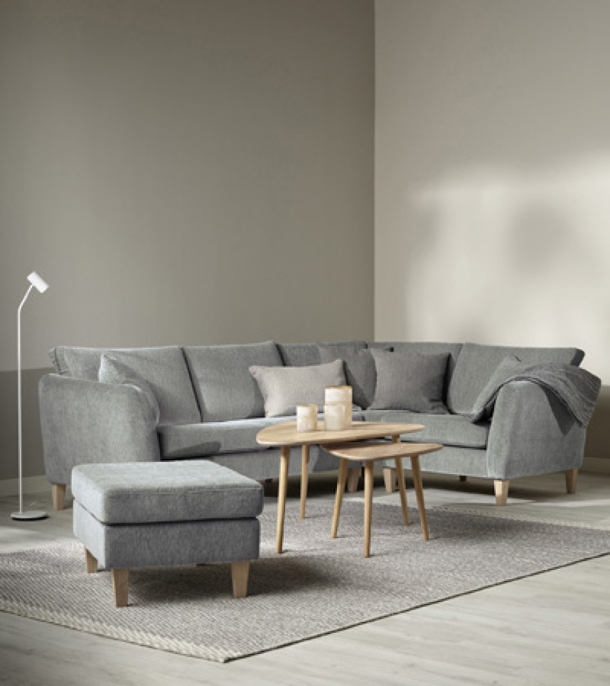 VERONA ORIGINAL Hörnsoffa Tyg Bloq Kaki, Kallskum