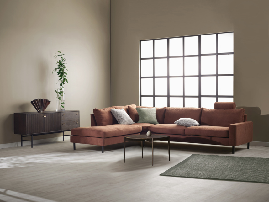 VERONA LUX Soffa med öppet avslut Tyg Bloq Rust