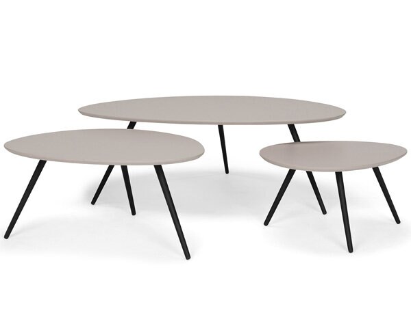 TRIO SATSBORD 3 ST Satsbord MDF Sandgrå Lackad Svenska Hem TRIO 71 CM Soffbord MDF Vit Lackad Svenska Hem